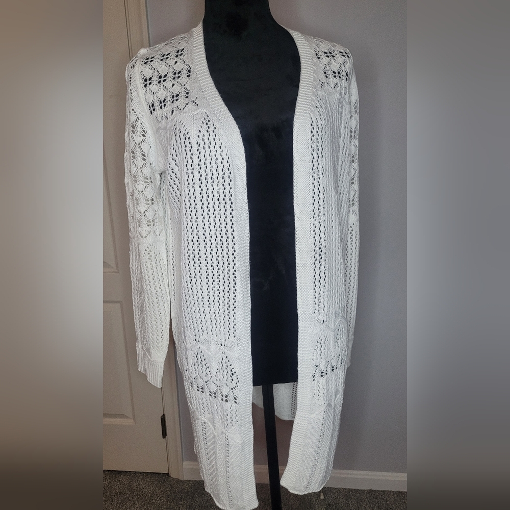 White Open-Front Cardigan‎ Sweater. Size S. NWOT - Picture 2 of 6